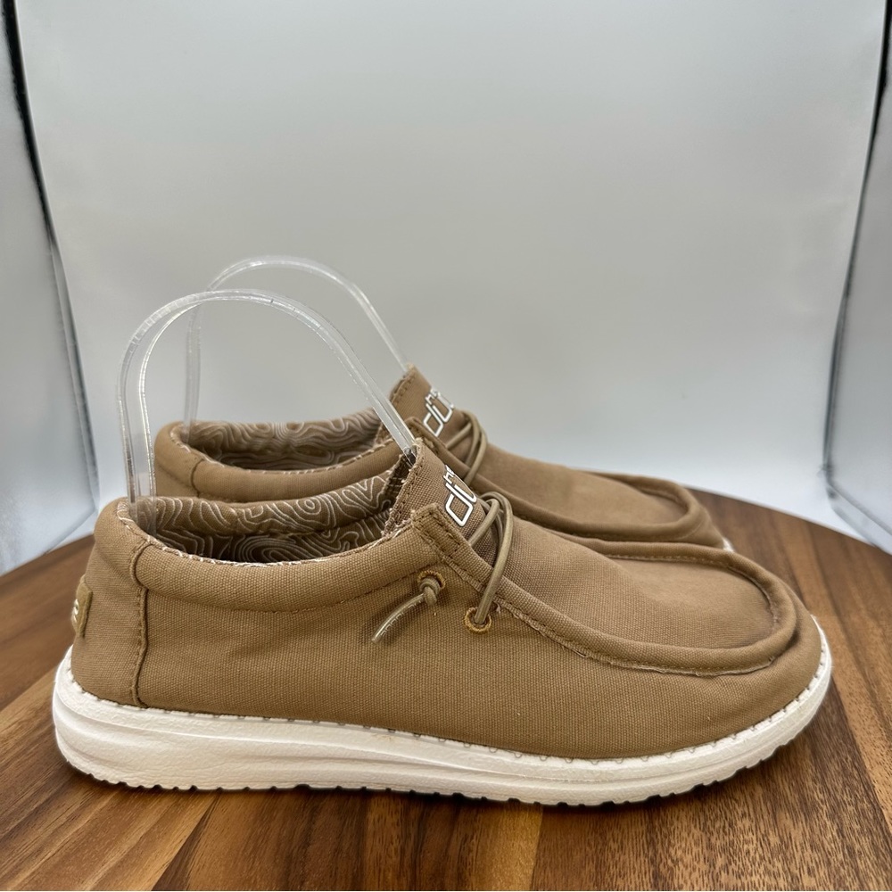 Hey Dude Mens/Womens Tan Canvas Lightweight Slip-On Shoes